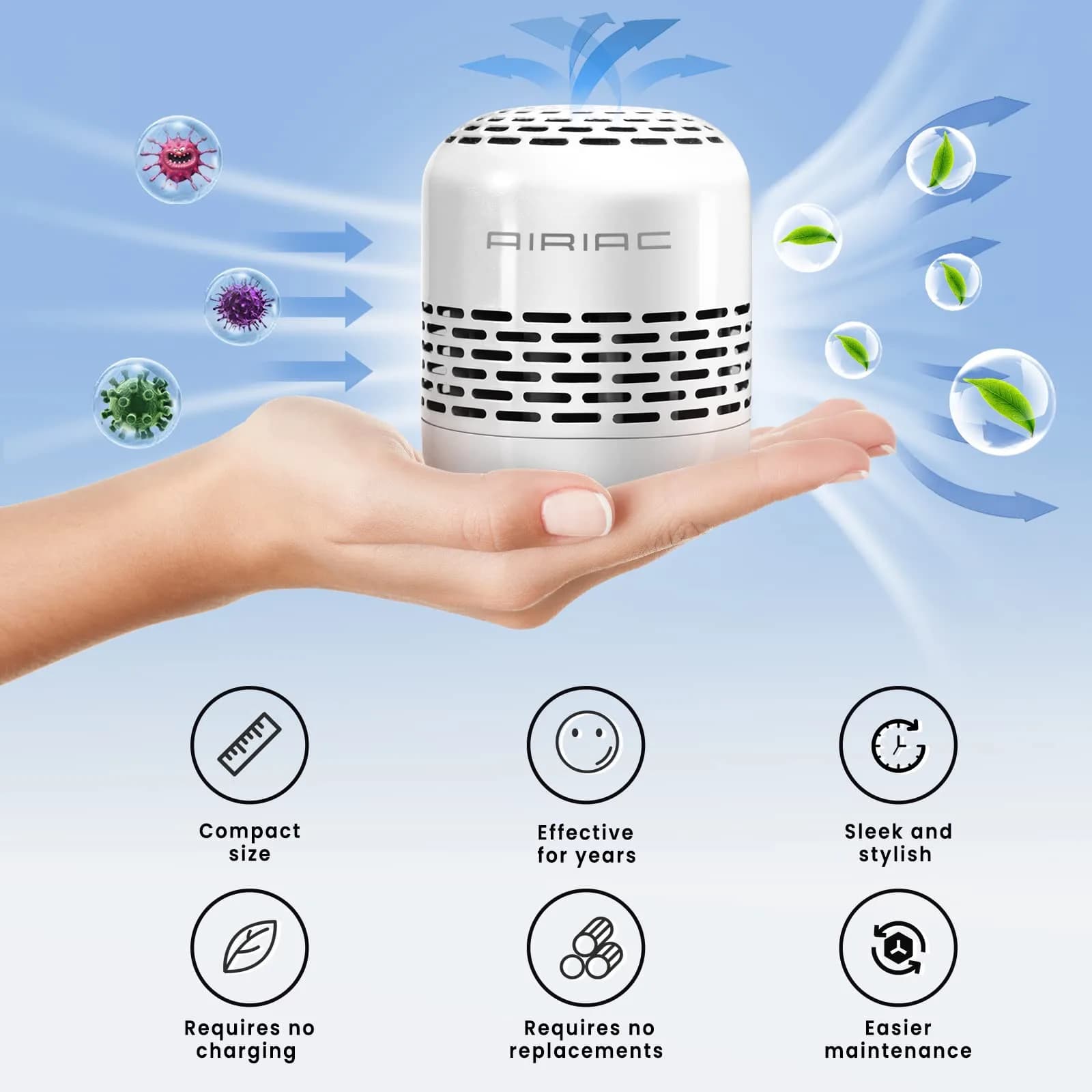 AIRIAC Fridge Deodorizer 10-Year Refrigerator Deodorizer Odor Eliminator 168 g (5.8 oz) | Replaces Baking Soda for Fridge and Freezer Absorber Charcoal Bags - view 3