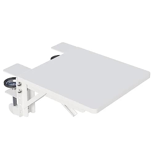 BONTEC Ergonomic Desk Extender Tray 9.5"x9.1" (24cm x 23cm) | Clamp-On Elbow Support for Office & Home Use — White