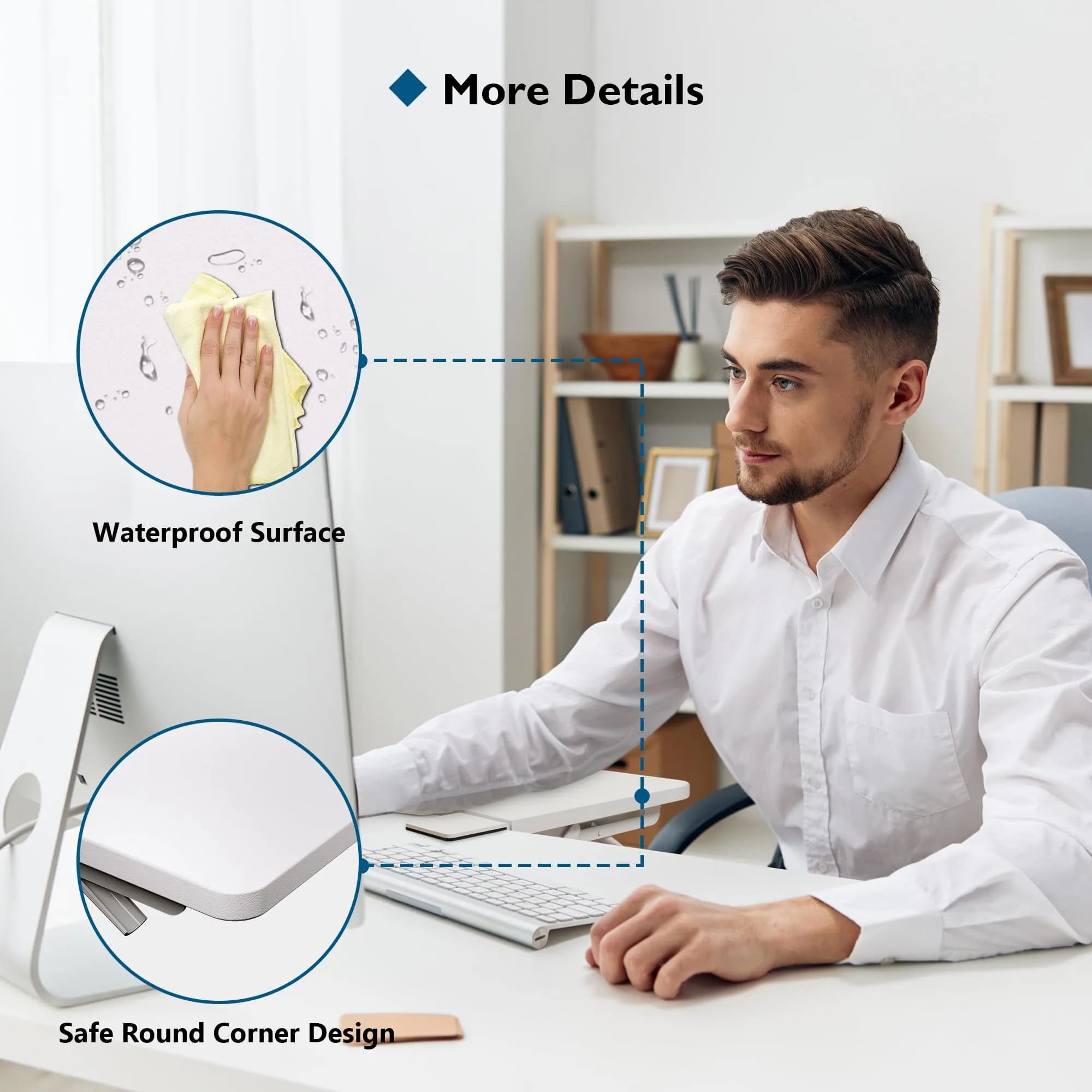 BONTEC Ergonomic Desk Extender Tray 9.5"x9.1" (24cm x 23cm) | Clamp-On Elbow Support for Office & Home Use - view 4