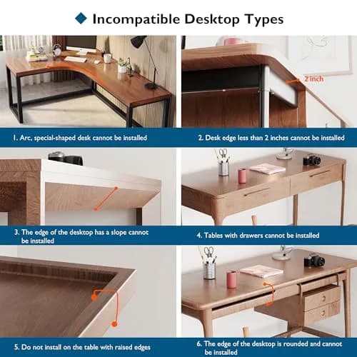 BONTEC Ergonomic Desk Extender Tray 9.5"x9.1" (24cm x 23cm) | Clamp-On Elbow Support for Office & Home Use thumbnail 7