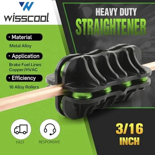 Wisscool 3/16" Copper Pipe Straightener for HVAC Brake and Fuel Lines | Precise, Durable, Versatile thumbnail 3
