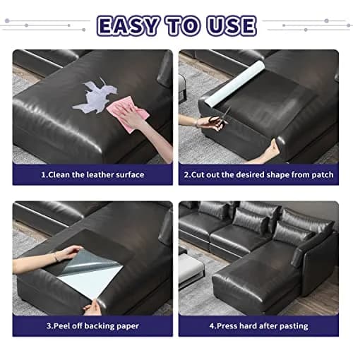 Besezx Leather Repair Patch Tape Kit Dark Gray 1.52 m x 40.6 cm (60" x 16") | Self-Adhesive for Furniture, Sofas, Car Seats thumbnail 5