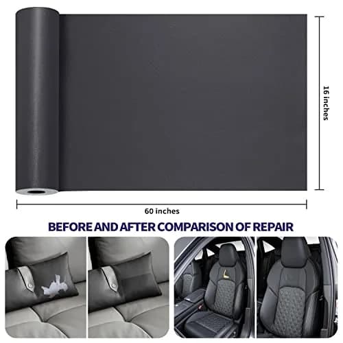 Besezx Leather Repair Patch Tape Kit Dark Gray 1.52 m x 40.6 cm (60" x 16") | Self-Adhesive for Furniture, Sofas, Car Seats thumbnail 3