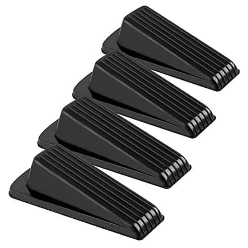 Utron Rubber Door Stoppers for Bottom of Door, 4 Pack Black | Heavy Duty Door Wedges for Floor - main product image