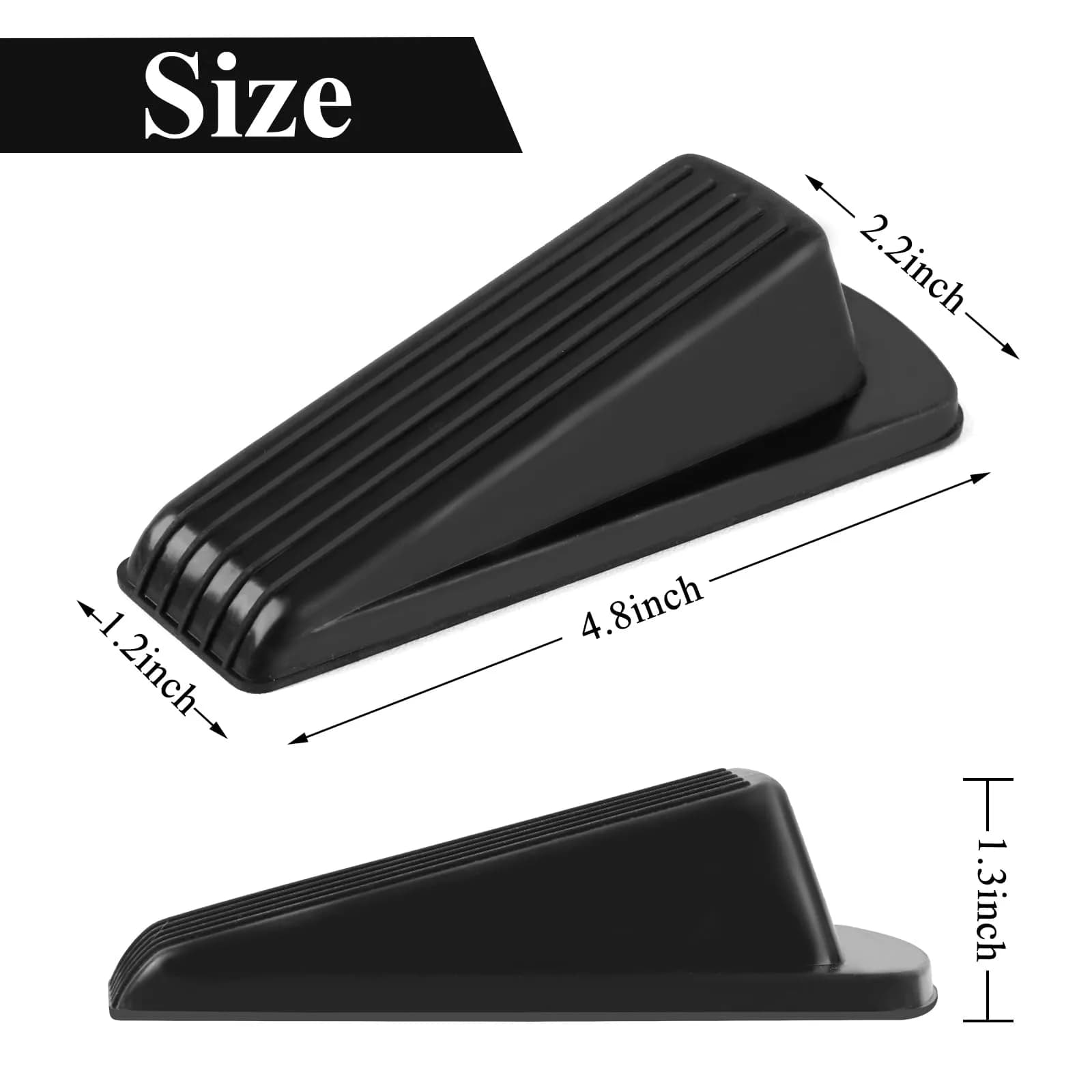 Utron Rubber Door Stoppers for Bottom of Door, 4 Pack Black | Heavy Duty Door Wedges for Floor - view 2