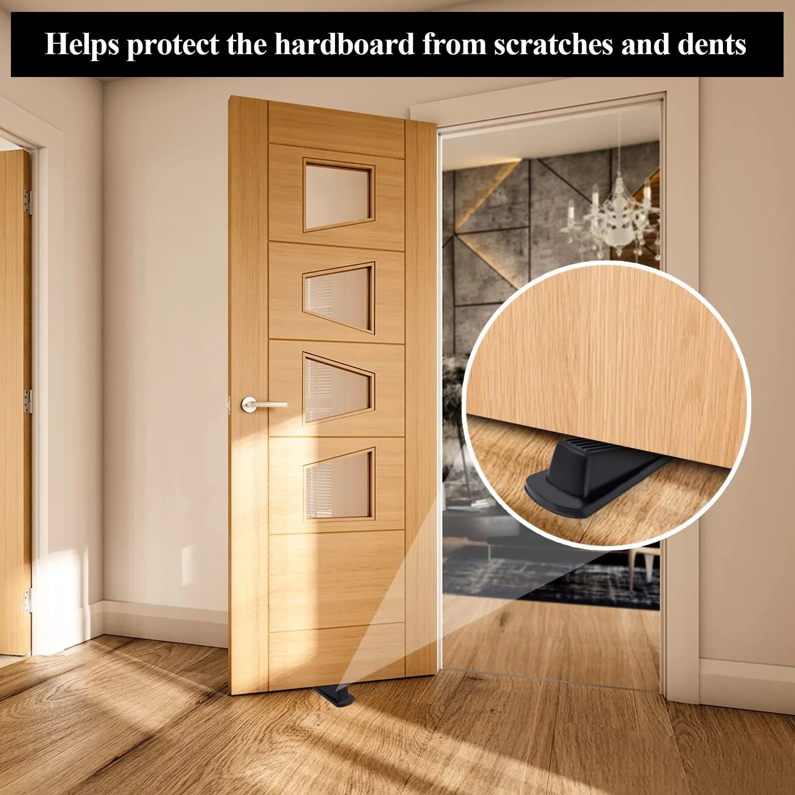 Utron Rubber Door Stoppers for Bottom of Door, 4 Pack Black | Heavy Duty Door Wedges for Floor - view 3