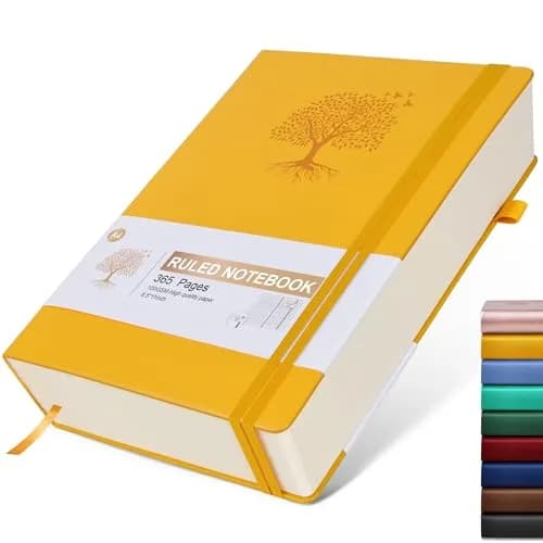 Ansopu Leather Journal Notebook 365 Pages A4 Yellow | Thick 100Gsm Ruled Hardcover for Daily Writing thumbnail 1