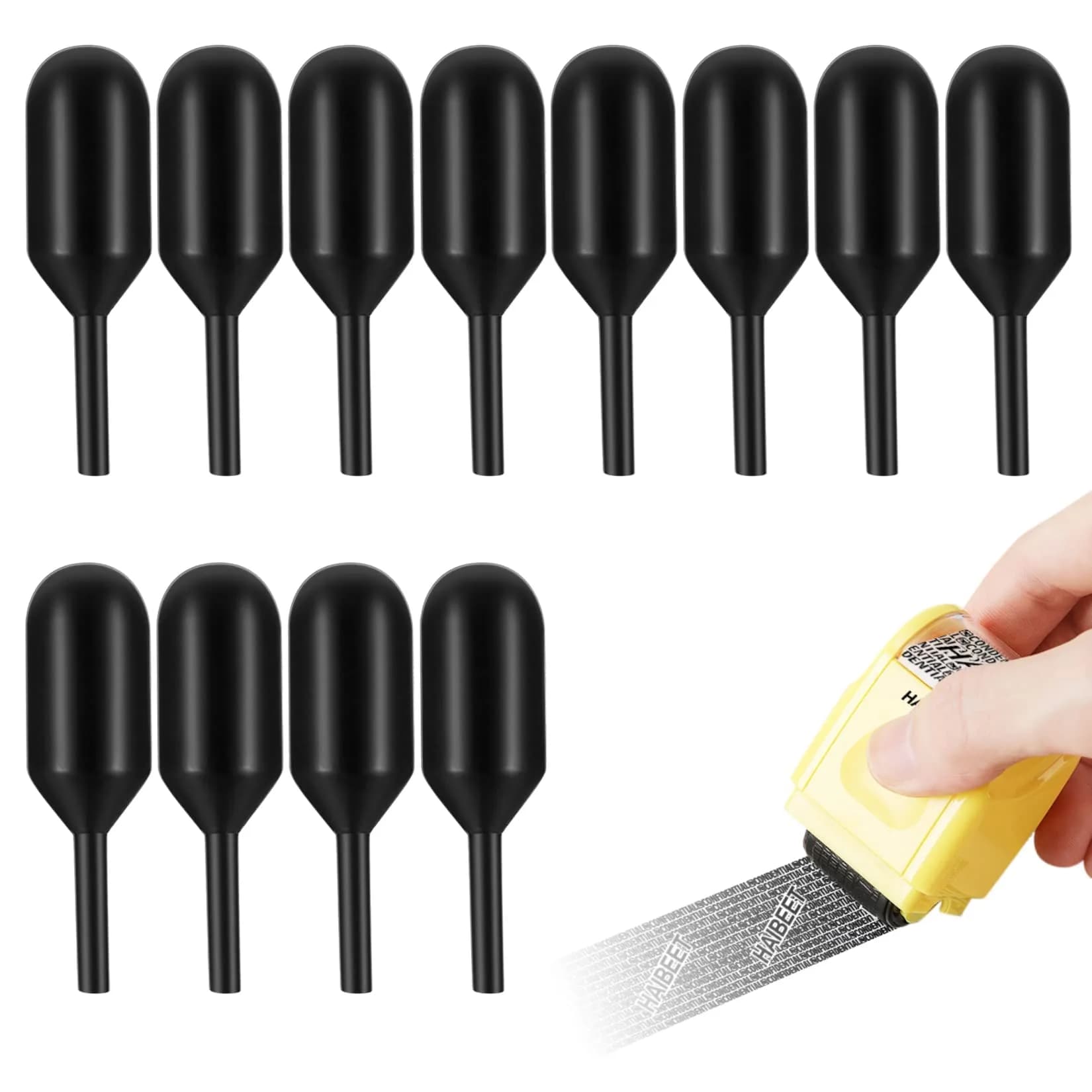 Siyurongg Black 12 pcs Rubber Stamp Refill Set | Identity Theft Protection Ink