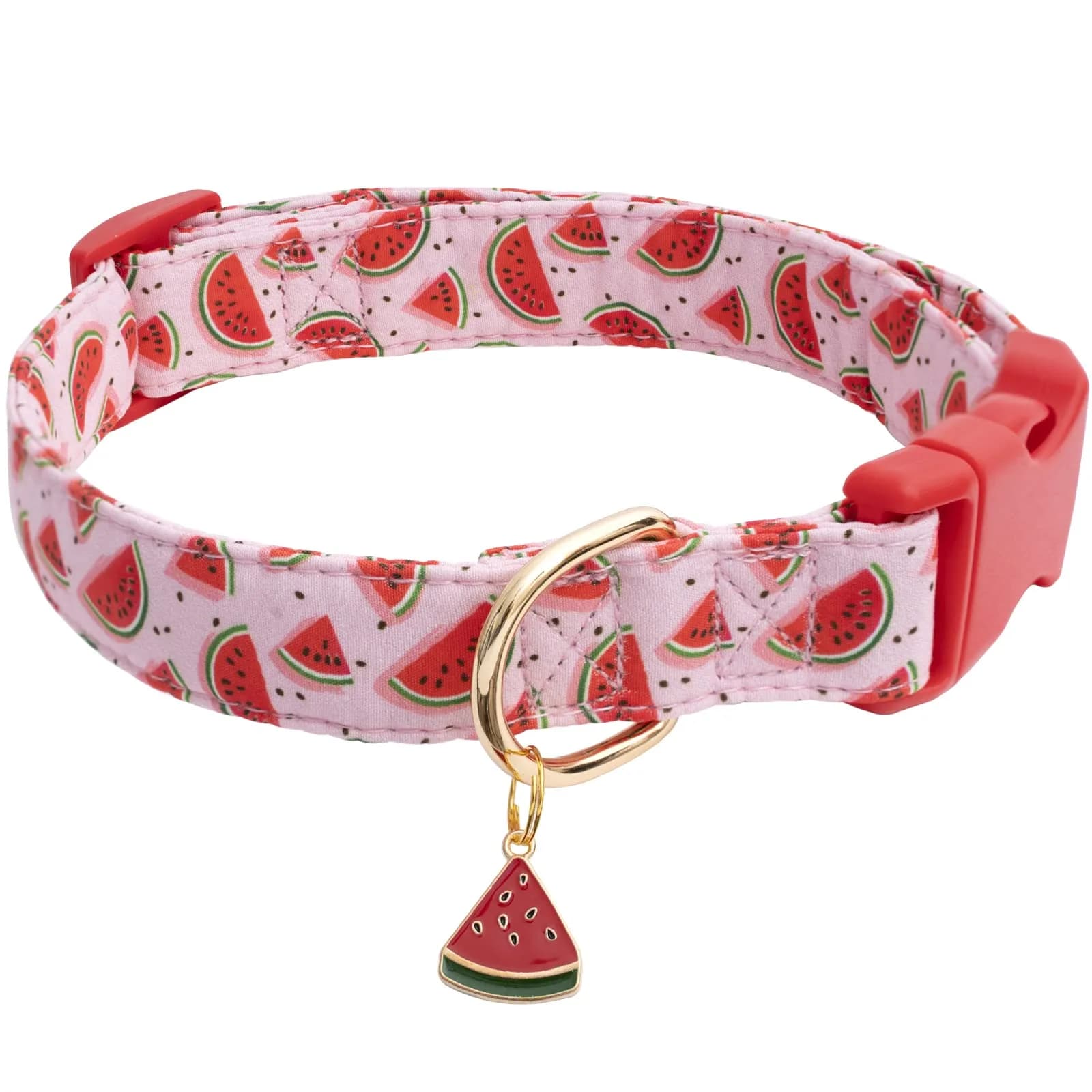 Faygarsle Pink Animal Collar for Dogs | Watermelon Design, Summer Pet Accessory, Adjustable & Durable (70-120 chars) — Pink Watermelon