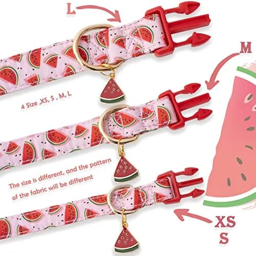 Faygarsle Pink Animal Collar for Dogs | Watermelon Design, Summer Pet Accessory, Adjustable & Durable (70-120 chars) thumbnail 4