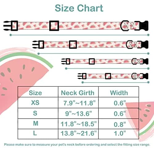 Faygarsle Pink Animal Collar for Dogs | Watermelon Design, Summer Pet Accessory, Adjustable & Durable (70-120 chars) thumbnail 3