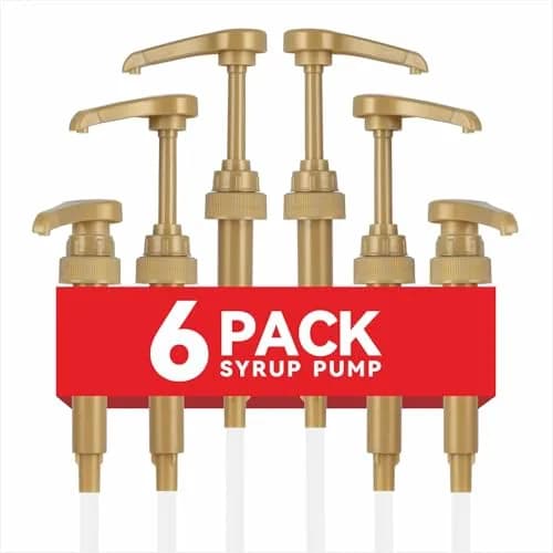 Kinfira 6 Pcs Coffee Syrup Pump Dispenser - Premium Skinny Syrup Pumps Fit for 25.4oz Torani Davinci Bottles (Gold) | Precise Portion & Mess-Free thumbnail 1