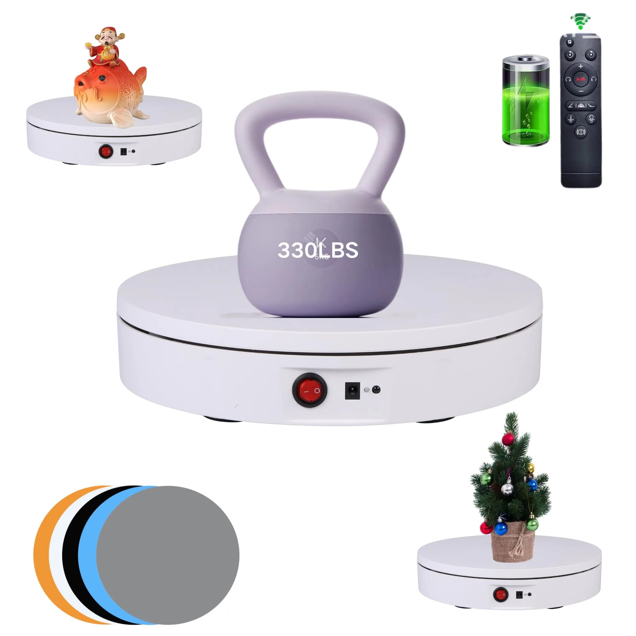 JAYEGT Motorized Rotating Display Stand 11.8inch | 330 Lb Load Capacity, 360° Electric Turntable for Product & Video Display