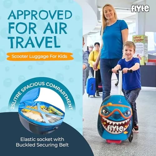 Flyte Kids Scooter Suitcase Stormy the Shark 18" | 25 Litre Capacity Ride On thumbnail 5