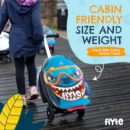 Flyte Kids Scooter Suitcase Stormy the Shark 18" | 25 Litre Capacity Ride On thumbnail 7