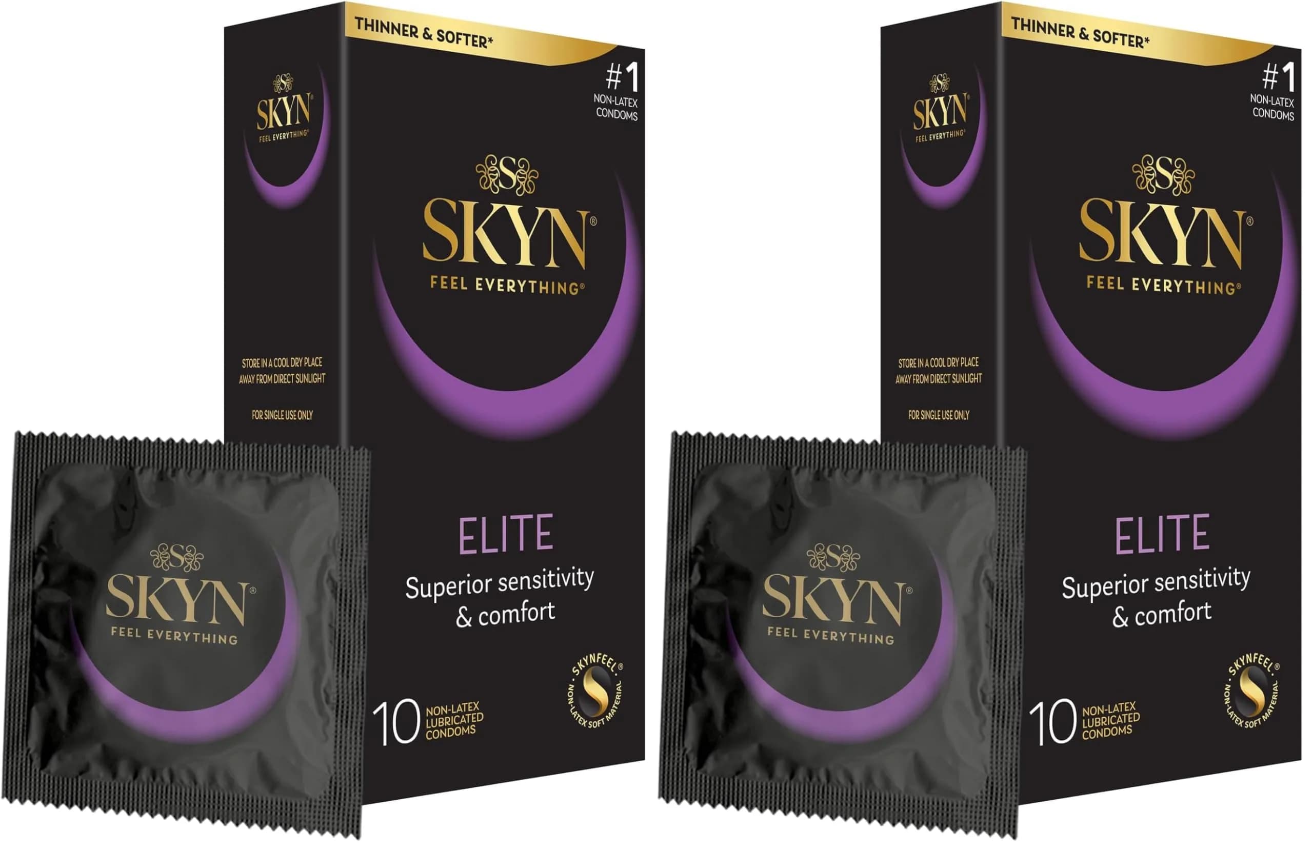 SKYN Elite Ultra-Thin Condoms, 20 Count (Pack of 2) | Latex-Free Polyisoprene for Enhanced Sensation - main product image