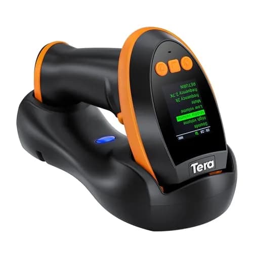 Tera HW0009 Wireless Barcode Scanner with Screen & Cradle | 1D 2D QR Code Reader | 2.4G, Bluetooth, USB | Orange thumbnail 1