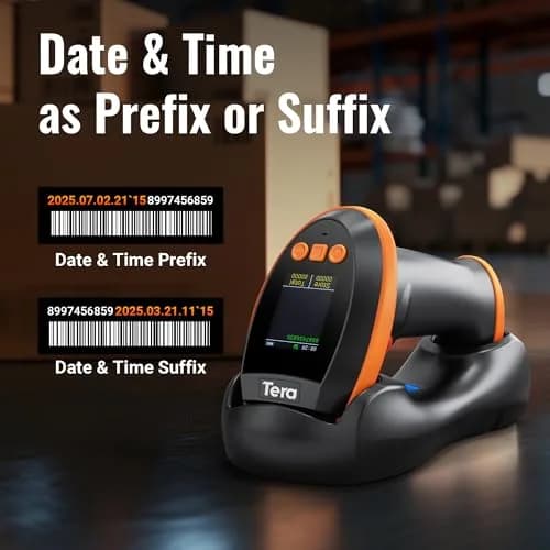 Tera HW0009 Wireless Barcode Scanner with Screen & Cradle | 1D 2D QR Code Reader | 2.4G, Bluetooth, USB | Orange thumbnail 7
