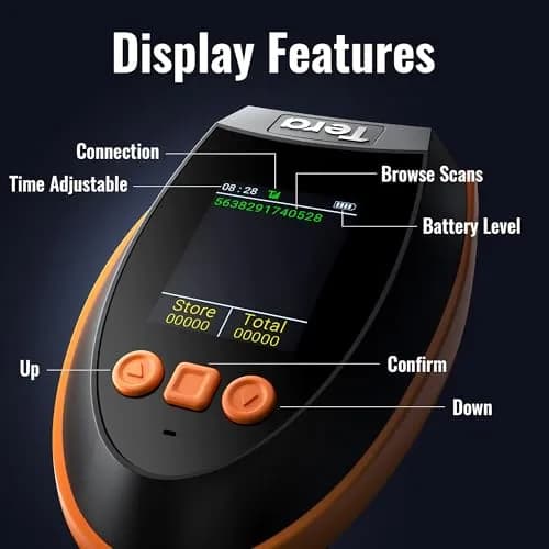Tera HW0009 Wireless Barcode Scanner with Screen & Cradle | 1D 2D QR Code Reader | 2.4G, Bluetooth, USB | Orange thumbnail 2