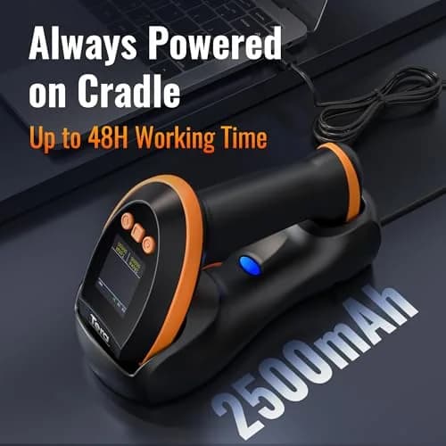 Tera HW0009 Wireless Barcode Scanner with Screen & Cradle | 1D 2D QR Code Reader | 2.4G, Bluetooth, USB | Orange thumbnail 3