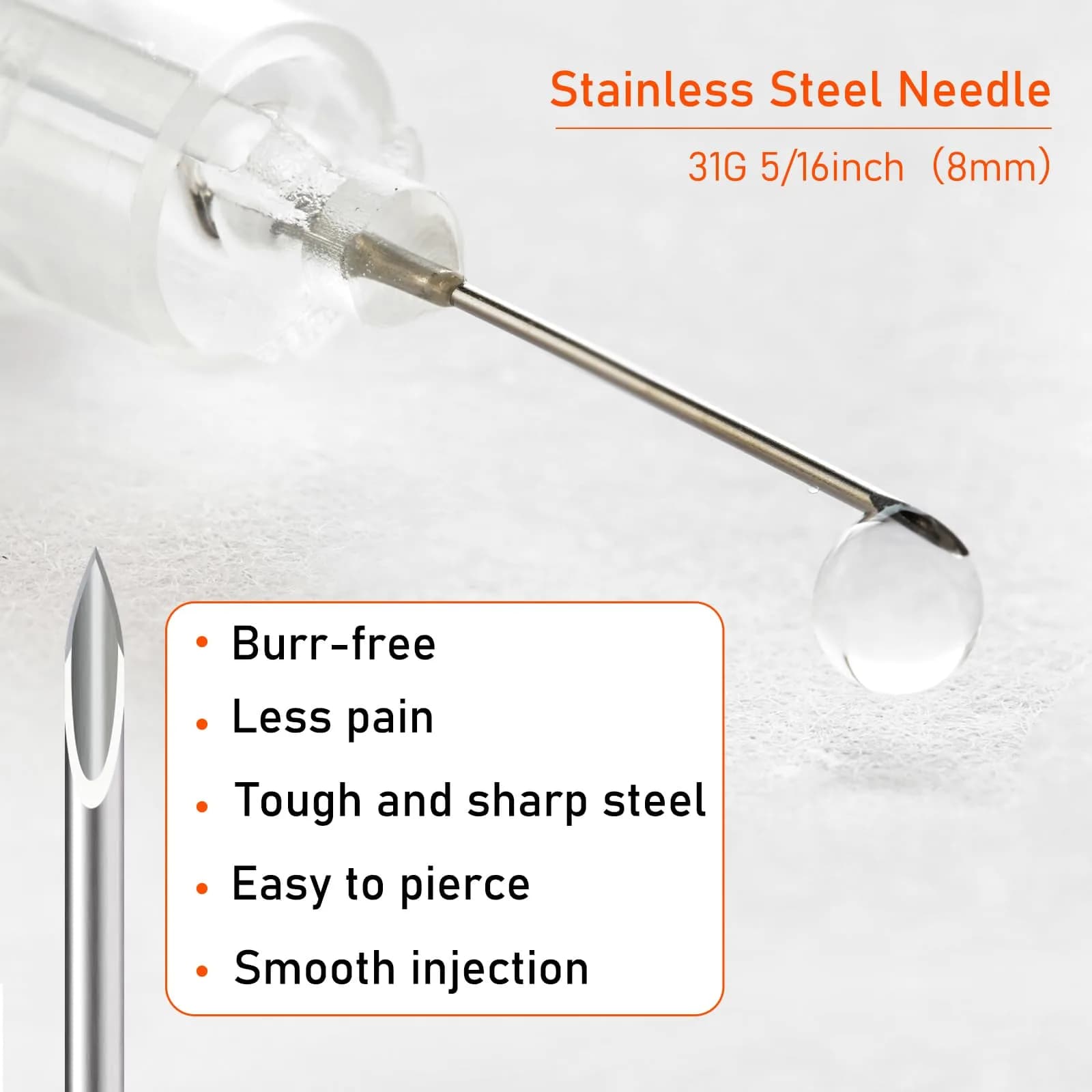 JIBENGAO 1cc Syringe with 31G 8mm Needle - Pack of 50 | Sterile Lab Dispensing Needles - view 4