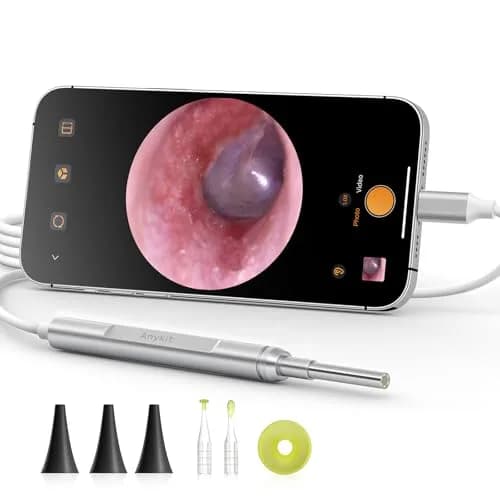 Anykit Digital Otoscope with Ear Wax Removal Tools for iPhone & Android, 2-Pack, Silver | HD Clear View Ear Camera thumbnail 1