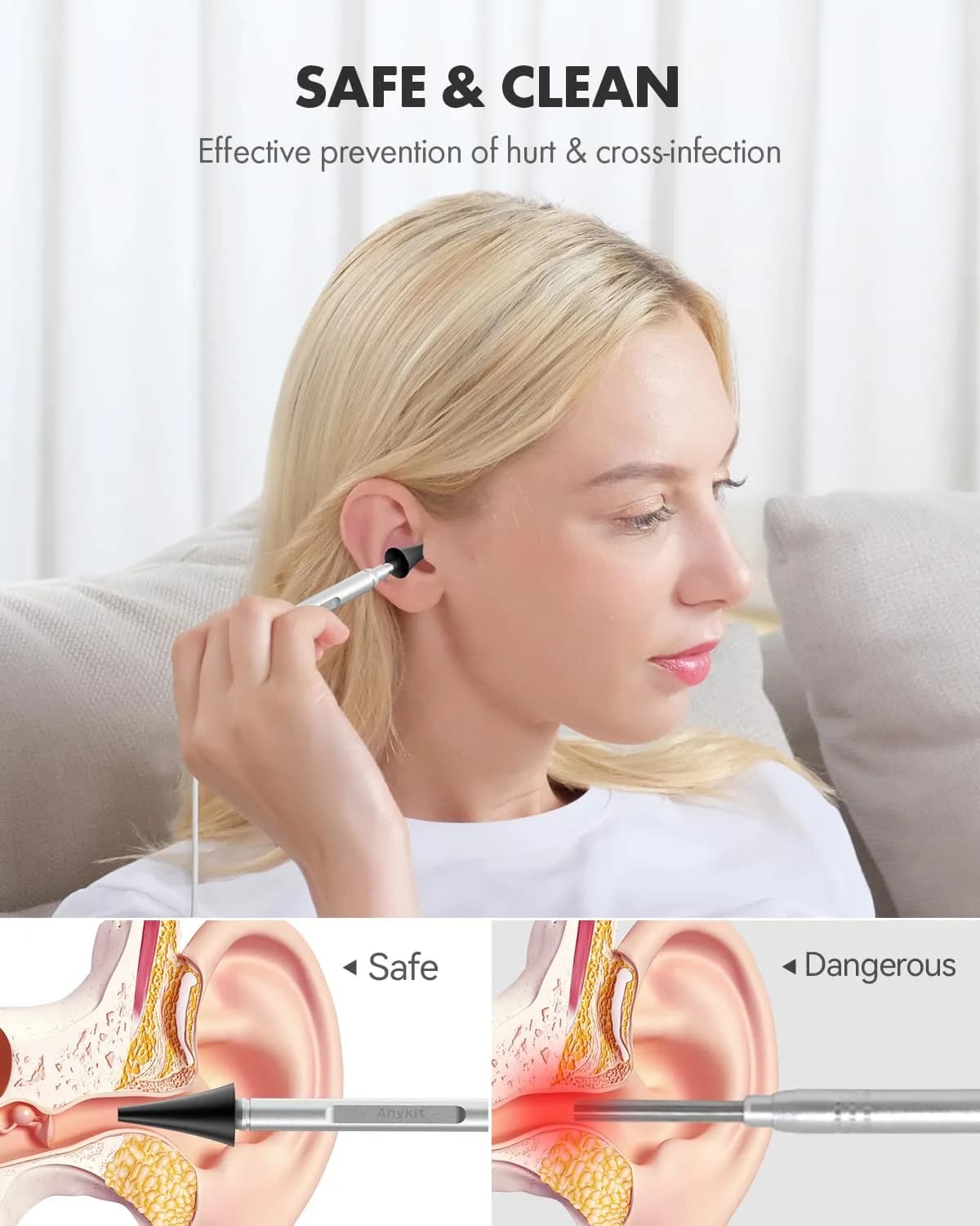 Anykit Digital Otoscope with Ear Wax Removal Tools for iPhone & Android, 2-Pack, Silver | HD Clear View Ear Camera - view 9