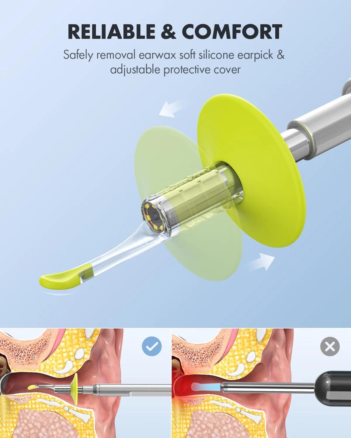 Anykit Digital Otoscope with Ear Wax Removal Tools for iPhone & Android, 2-Pack, Silver | HD Clear View Ear Camera - view 4
