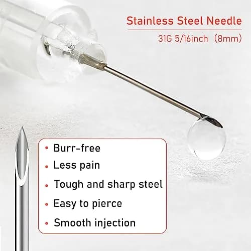 JIBENGAO 1cc Syringe with 31G 8mm Needle, Pack of 100 | Precise Lab Dispensing thumbnail 2