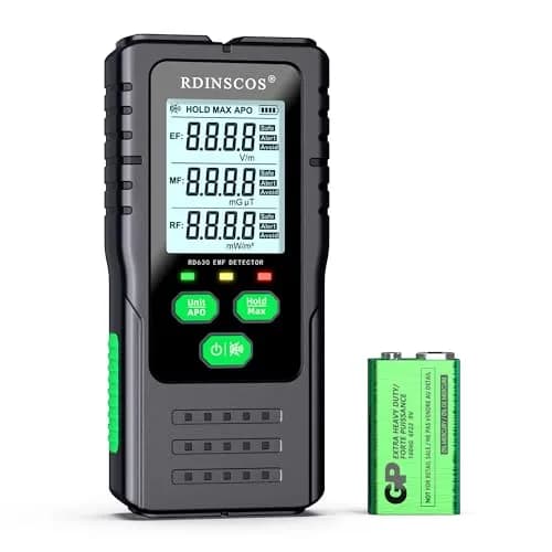 RDINSCOS EMF Detector Meter with Triaxial Sensing & LCD Display | Measures AC Magnetic, Electric, and Microwave Radiation thumbnail 1