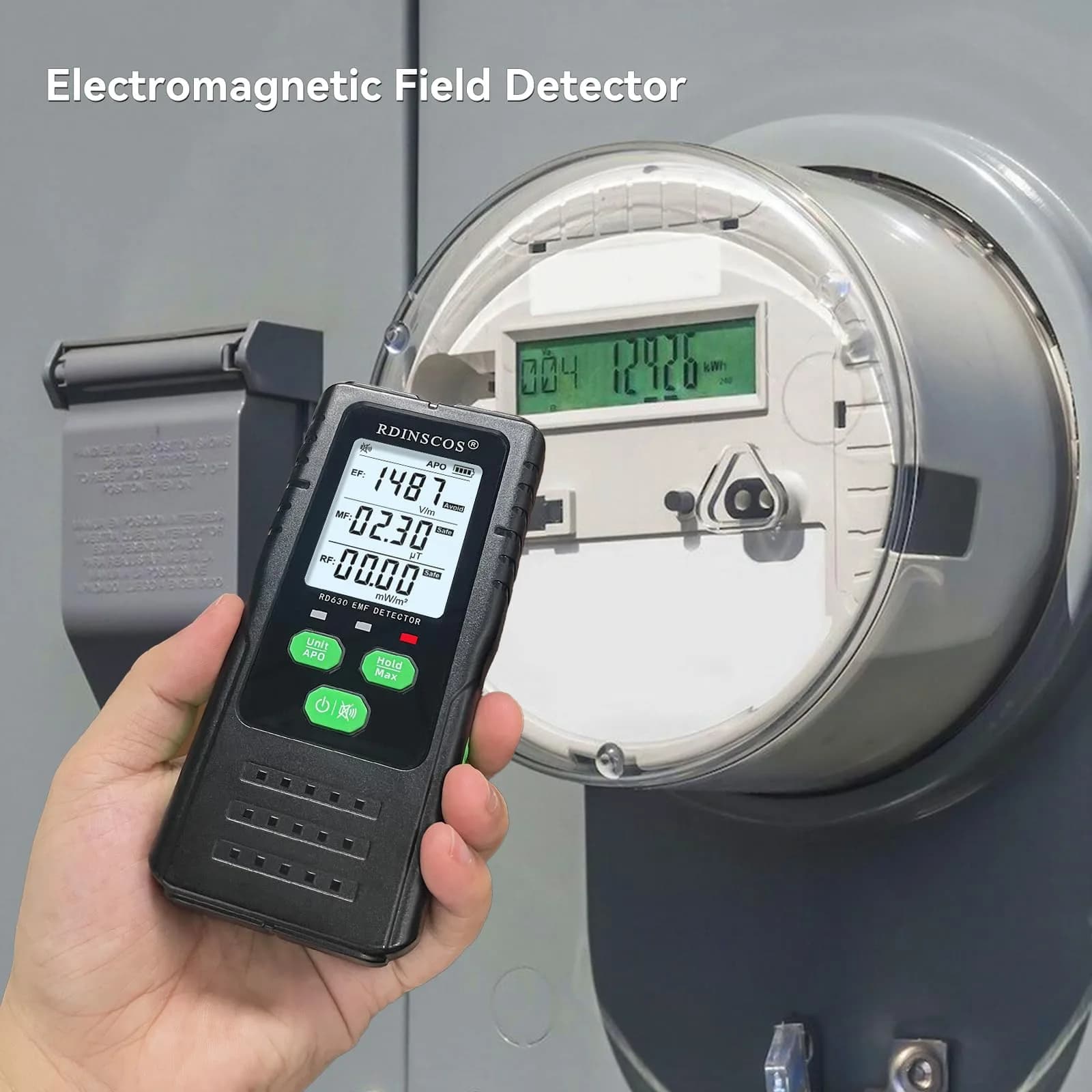 RDINSCOS EMF Detector Meter with Triaxial Sensing & LCD Display | Measures AC Magnetic, Electric, and Microwave Radiation - view 4