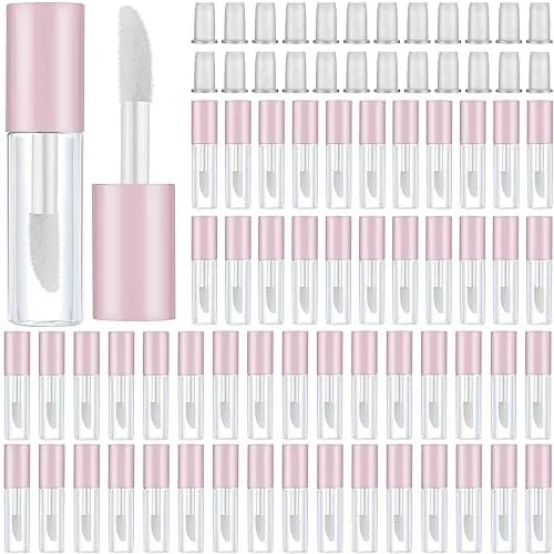 Patelai Clear Mini Lip Gloss Tubes 1.2ml (100-Pack, Rose Gold) | DIY Cosmetic Containers for Travel — Pink / 1.2ml