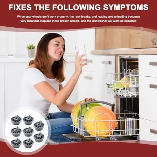 AMI PARTS 8 Pack Dishwasher Lower Rack Wheels | Replaces 165314, 420198, AP2802428 thumbnail 5