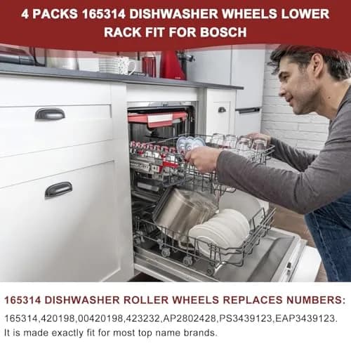 AMI PARTS 8 Pack Dishwasher Lower Rack Wheels | Replaces 165314, 420198, AP2802428 thumbnail 6