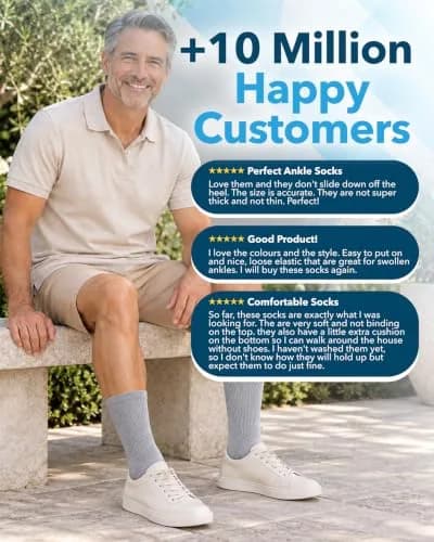 Doctor's Select Diabetic Socks for Men - 4 Pairs Crew Moisture Management | Non Binding, Breathable, Moisture-Wicking thumbnail 5
