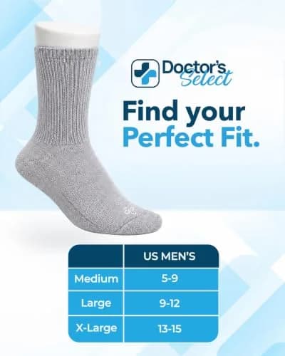 Doctor's Select Diabetic Socks for Men - 4 Pairs Crew Moisture Management | Non Binding, Breathable, Moisture-Wicking thumbnail 7