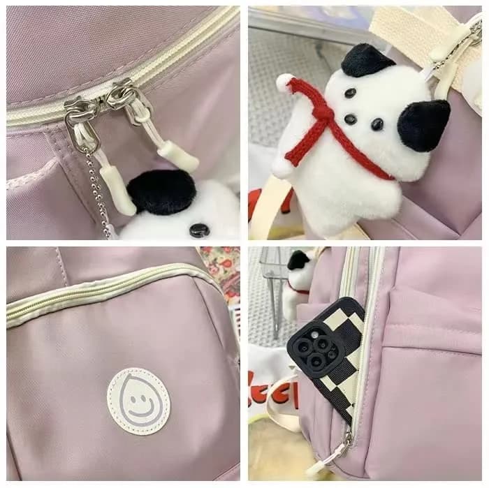 MININAI Pink Backpack with Cute Pendant | Lightweight College Bag for Women thumbnail 8