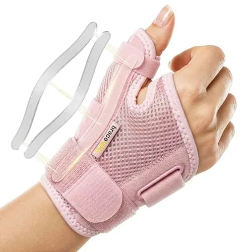 BraceUP Thumb Splint Brace Right Left Hand Women and Men, Spica Splint, CMC Thumb Brace with Thumb Support, for Arthritis, Tendonitis, Carpal Tunnel Pain Relief and Thumb Sprain (Pink, One Size) thumbnail 1