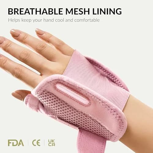 BraceUP Thumb Splint Brace Right Left Hand Women and Men, Spica Splint, CMC Thumb Brace with Thumb Support, for Arthritis, Tendonitis, Carpal Tunnel Pain Relief and Thumb Sprain (Pink, One Size) thumbnail 5