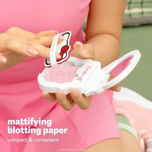 The Crème Shop Hello Kitty Mattifying Blotting Paper with Mirror and Puff 102 Count | Shine-Free Finish for Oily Skin thumbnail 2