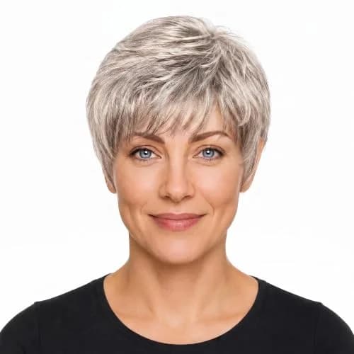 Raquel Welch Women's Pixie Cut Short Gray Wig, WINNER | Lightweight, Ready-to-Wear, Memory Cap, 21" Petite Cap thumbnail 1