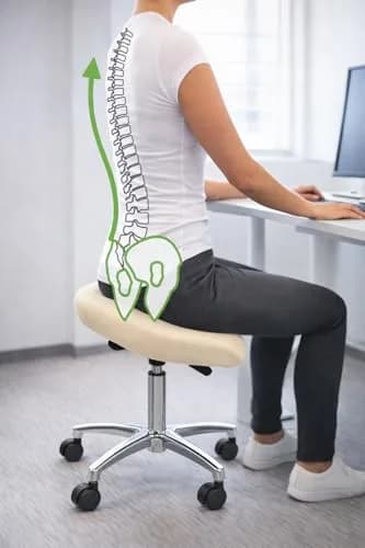 2xhome Ergonomic Saddle Stool | Backless Rolling Office Task Chair with Adjustable Height and Tilt | PU Leather, Foam Padded Seat for Drafting, Medical, Dental Use, Beige, Single, Set of 1 thumbnail 5