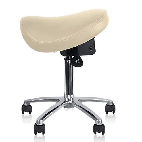 2xhome Ergonomic Saddle Stool | Backless Rolling Office Task Chair with Adjustable Height and Tilt | PU Leather, Foam Padded Seat for Drafting, Medical, Dental Use, Beige, Single, Set of 1 thumbnail 7