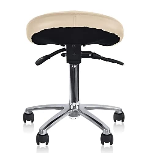 2xhome Ergonomic Saddle Stool | Backless Rolling Office Task Chair with Adjustable Height and Tilt | PU Leather, Foam Padded Seat for Drafting, Medical, Dental Use, Beige, Single, Set of 1 thumbnail 8