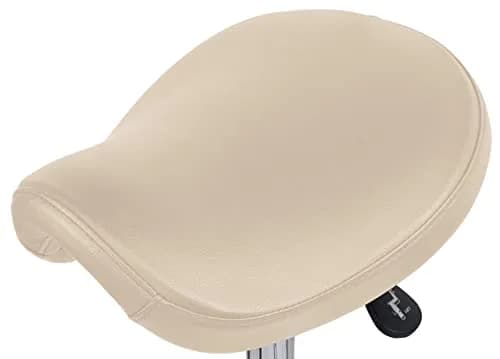 2xhome Ergonomic Saddle Stool | Backless Rolling Office Task Chair with Adjustable Height and Tilt | PU Leather, Foam Padded Seat for Drafting, Medical, Dental Use, Beige, Single, Set of 1 thumbnail 9