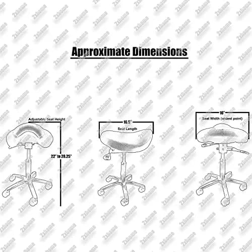 2xhome Ergonomic Saddle Stool | Backless Rolling Office Task Chair with Adjustable Height and Tilt | PU Leather, Foam Padded Seat for Drafting, Medical, Dental Use, Beige, Single, Set of 1 thumbnail 2