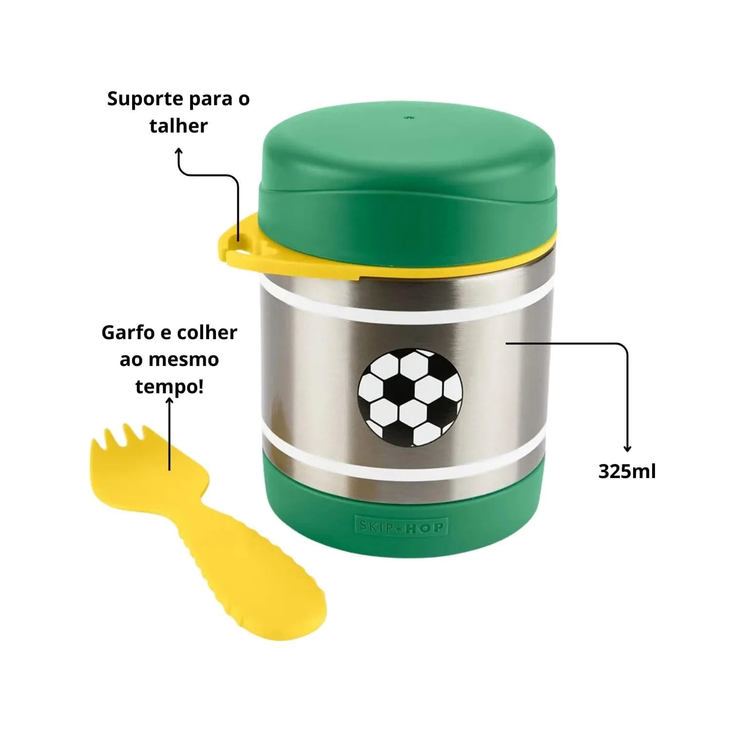 Skip Hop Insulated Baby Food Jar, Soccer, 325ml (11 fl oz) | Keeps Food Warm 7 Hrs, Cold 5 Hrs - view 2