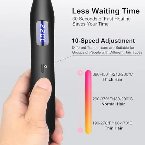 JAETON 3/10" Pencil Flat Iron with 13 Temp Setting Ceramic Small Hair Straightener | Professional Mini for Short Hair & Beard thumbnail 2
