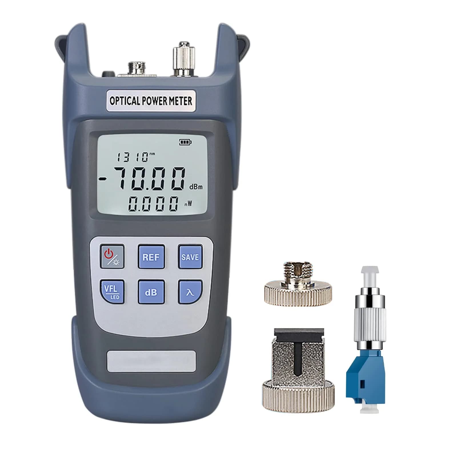 fyboptwu 3-in-1 Fiber Tester OPM+VFL with LED, 1-Pack | Portable Optical Power Meter & Visual Fault Locator — blue