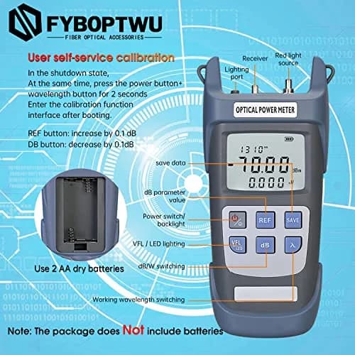 fyboptwu 3-in-1 Fiber Tester OPM+VFL with LED, 2-Pack | Optical Power Meter & Visual Fault Locator thumbnail 9